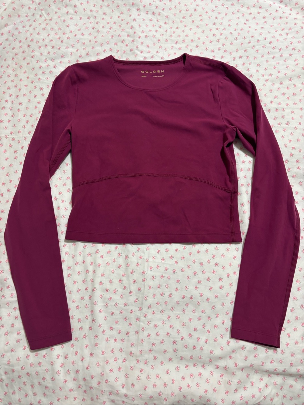 Aritzia burgundy long sleeve crop top 
Size M